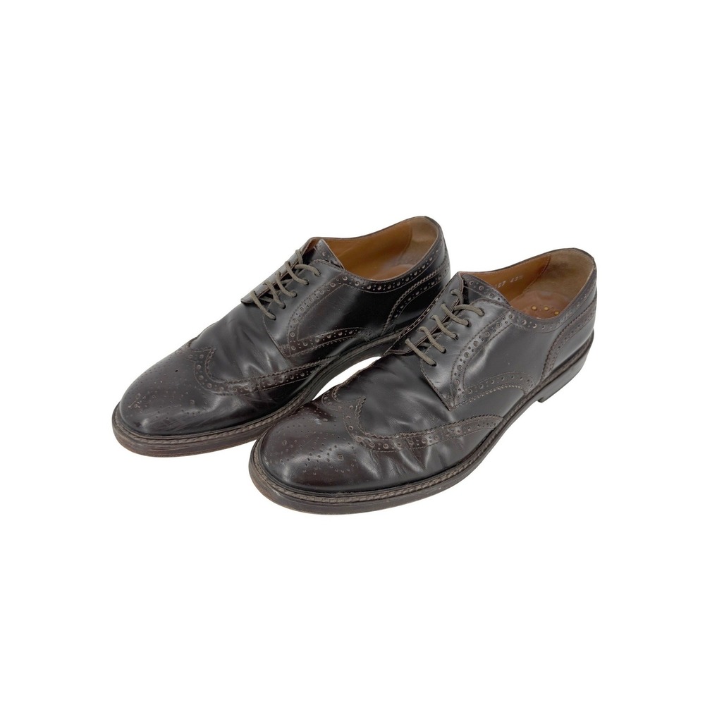 Doucals Wingtip Brogue Oxford Dress Shoes Italy Mens 43.5 10.5 Brown Leather